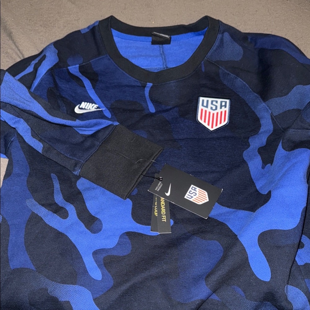 Nike Blue and Black USA Camo Sweatshirt